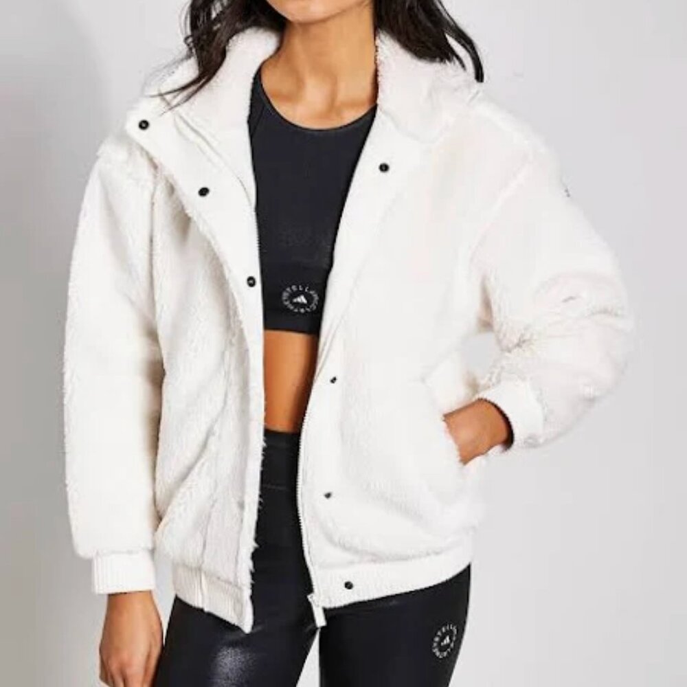 Alo Yoga Sherpa Varsity Jacket Ivory Large - Picture 3 of 4
